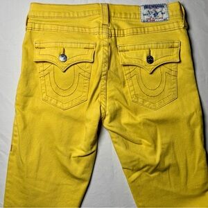 True Religion Jeans Sz 30 | Mustard Yellow | Skinny | Horseshoe Pockets | Y2K